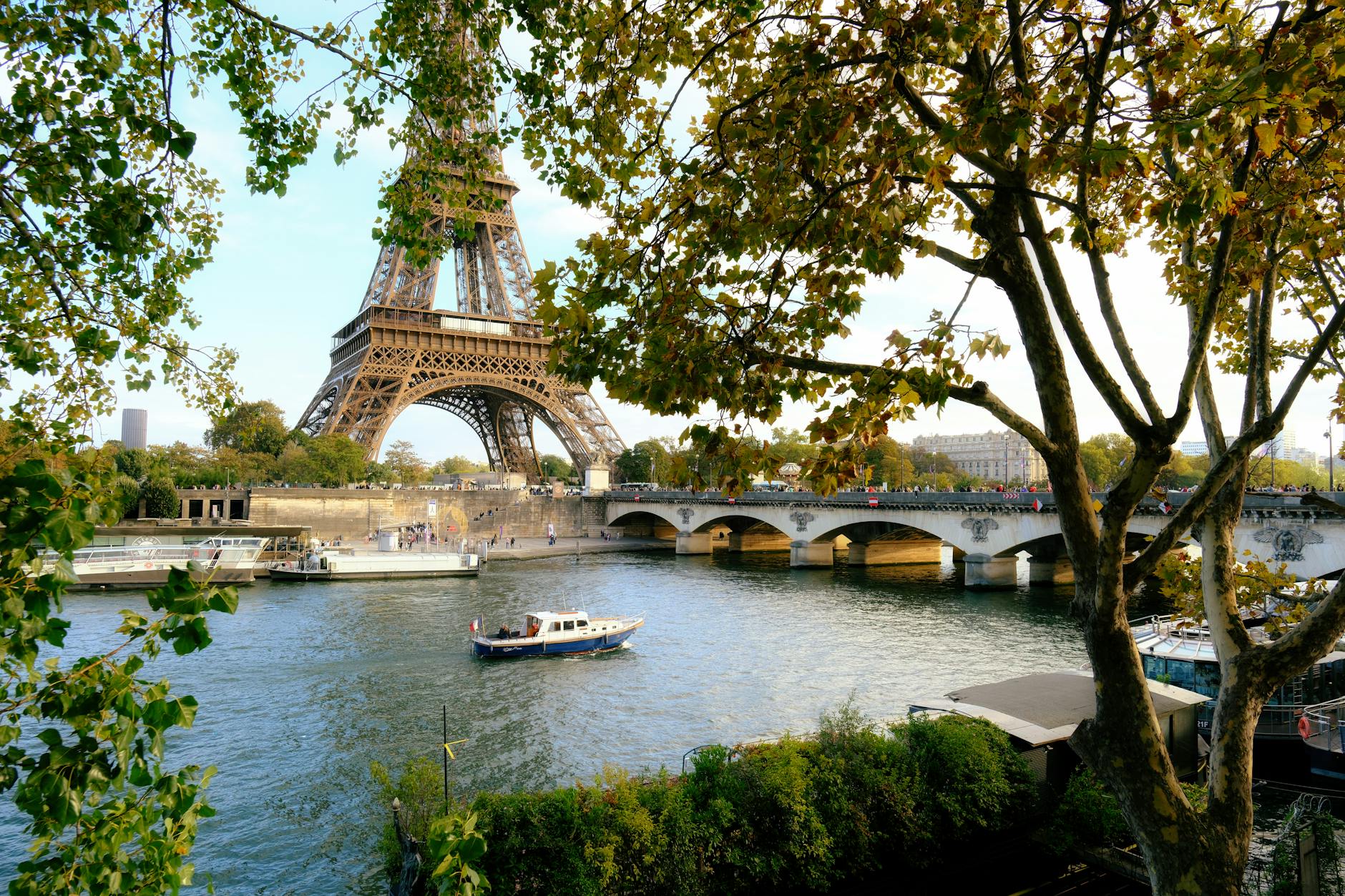 Elegant private boat charter cruising stylishly on the Seine River in Paris