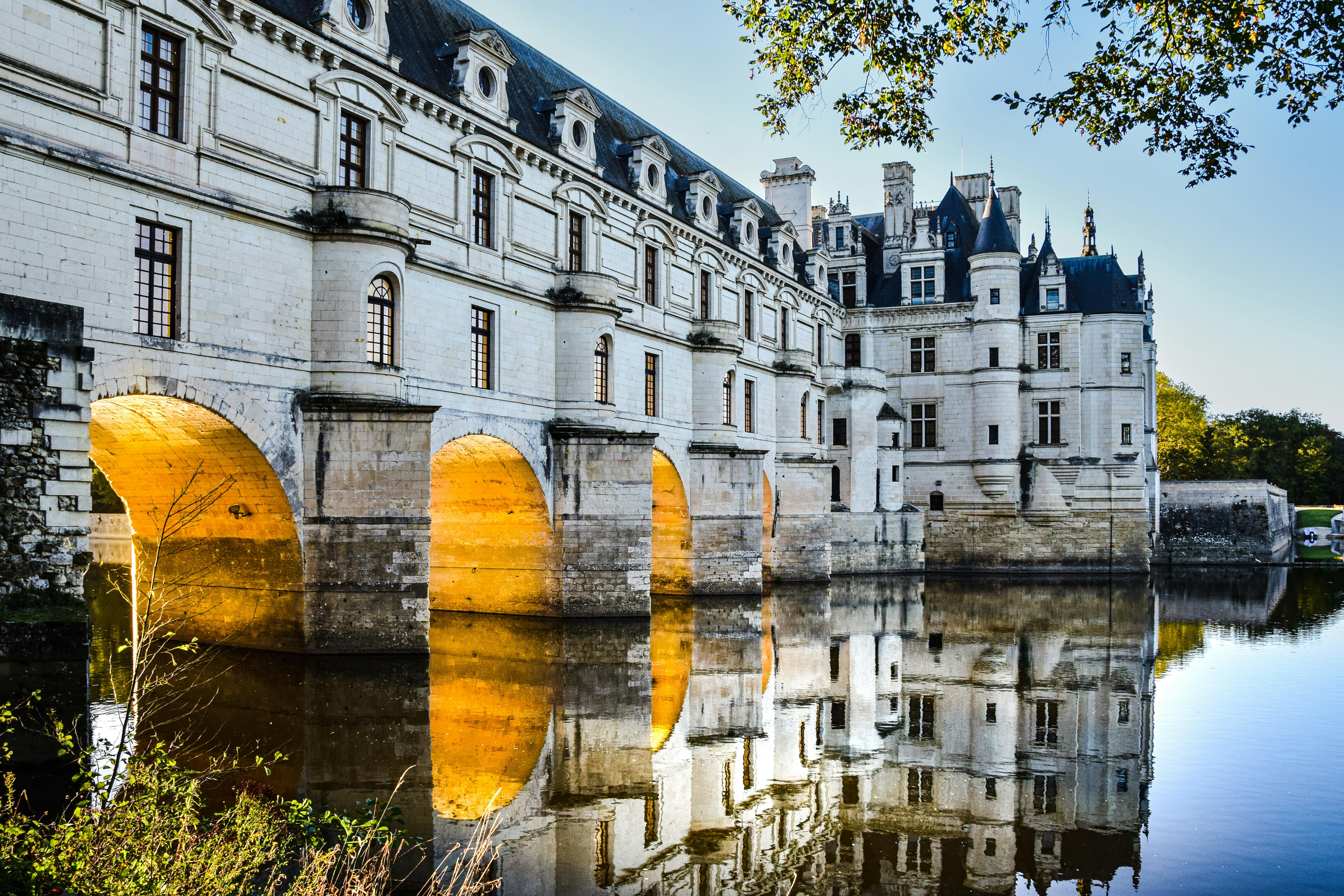 Beautiful Chateau de Chenonceau over the Cher River in Loire Valley, France