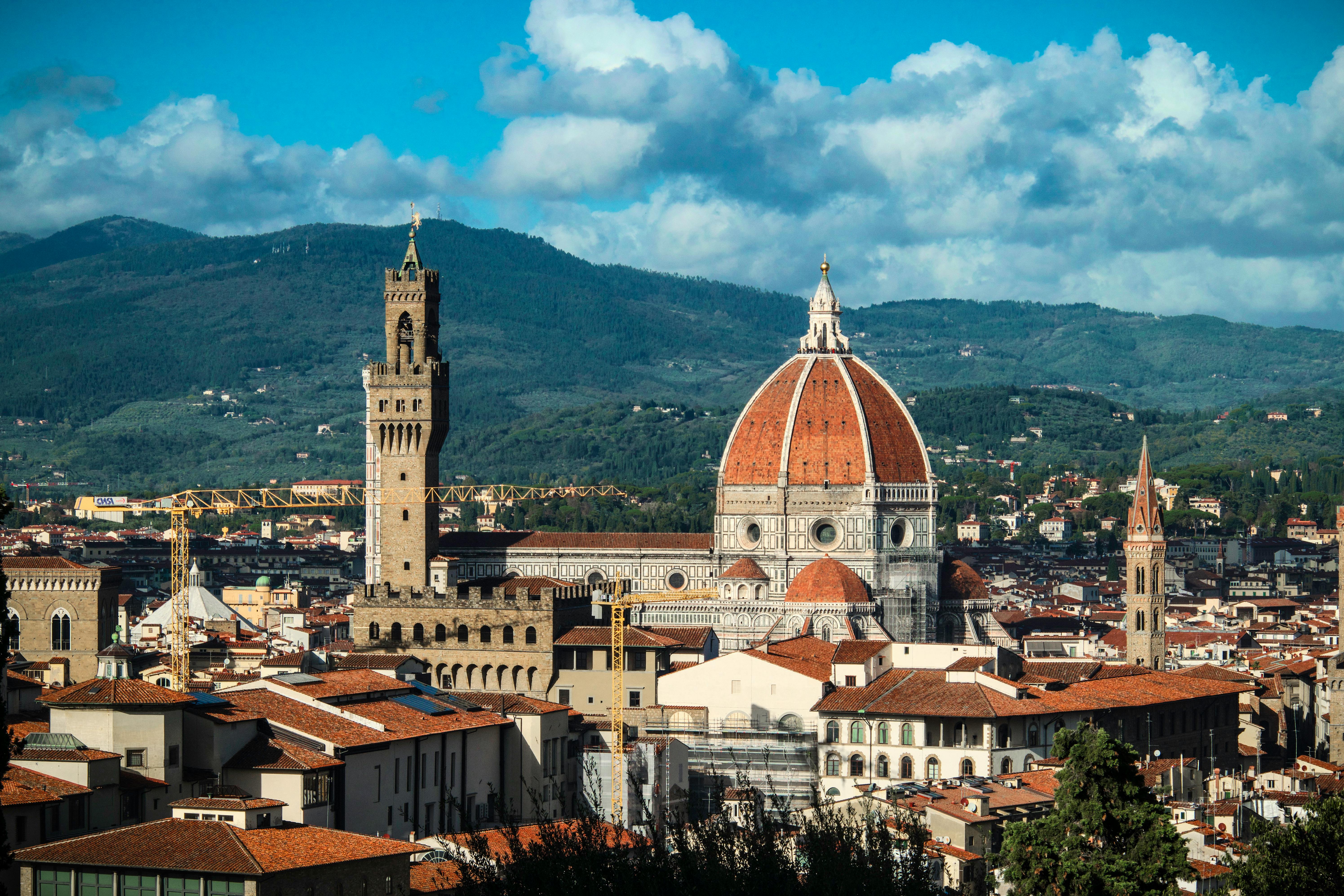 Beautiful panoramic view of Florence with the Duomo and terracotta rooftops, Tuscany, Italy