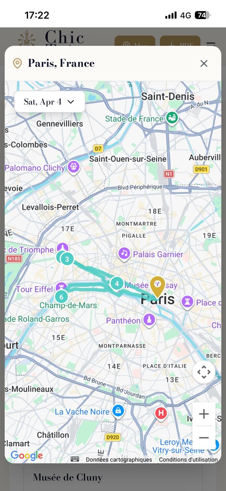 Chic Trip app integrated Google Maps navigation with curated destinations