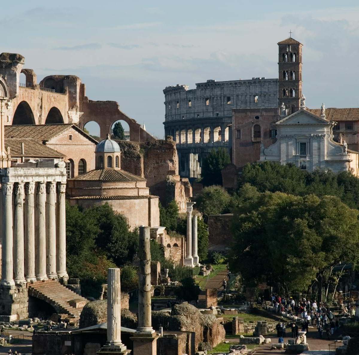 Explore the ancient ruins of the Roman Forum in Rome, Italy, with iconic landmarks.