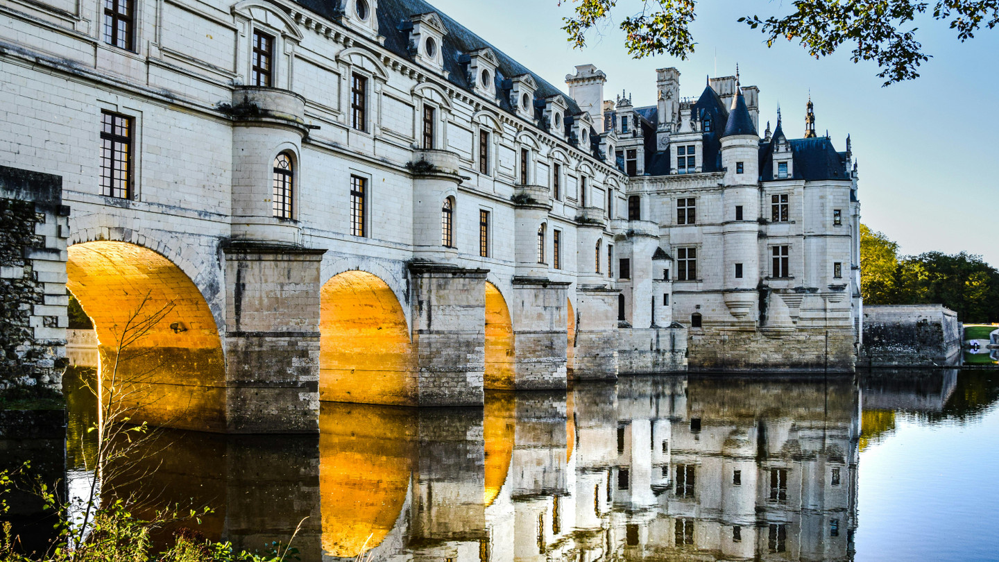 Beautiful Chateau de Chenonceau over the Cher River in Loire Valley, France